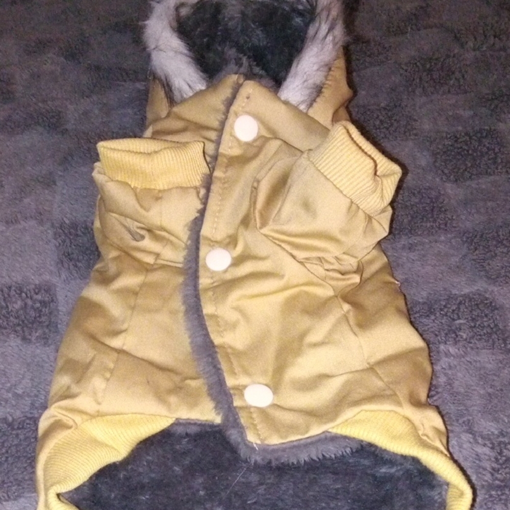 Kids Yellow Jacket with Faux Fur Trim